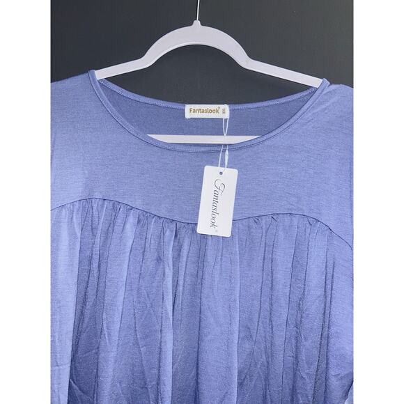 New W/T Fantaslook Blouse Women’s XXL Solid Short Sleeve Lightweight Stretch - Picture 2 of 4